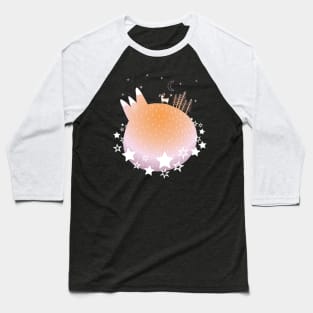 "Home Planet" in orange, purple, and white with a ring of white stars - a whimsical world Baseball T-Shirt